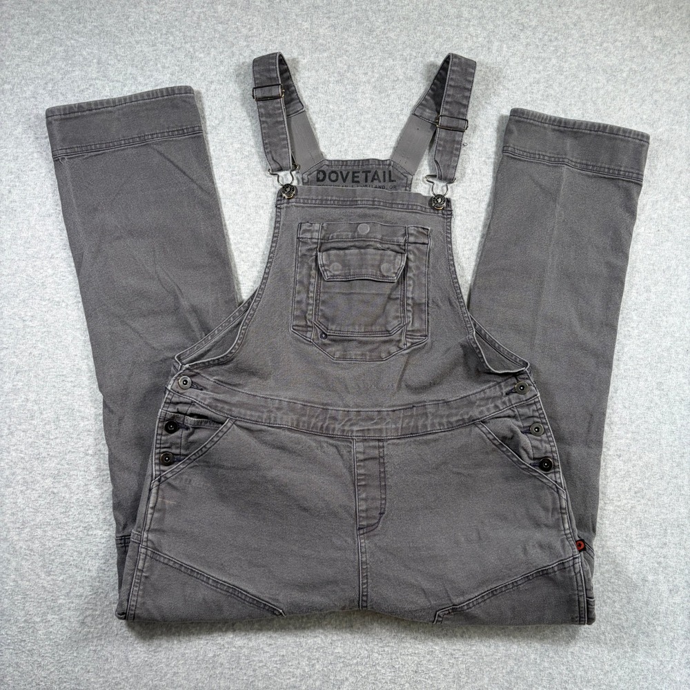 Dovetail Freshley Overall Women 16x30 Gray Workwear Canvas Stretch Bib Overalls